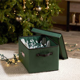 ZOBER green and black polyester Christmas light storage box with 4 plastic reels, 17x12x10 inches, stackable lid - view 2