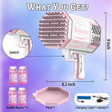 HQF 88-hole bubble machine with multicolor LED lights and detachable fan held by child outdoors at party - view 4