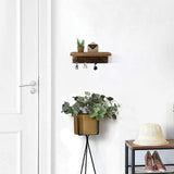 HRONRAD Farmhouse Key Holder Wall Mount Shelf with 4 Hooks – Rustic Wood – Open Box — view 7 of 7