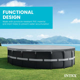 Intex 28041E gray round pool cover with rope tie for 18ft Ultra XTR frame above ground pool - view 6