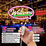 Motyeowe 16.9 inch LED neon-style welcome sign glowing white with adjustable brightness for bar or shop entrance - view 2