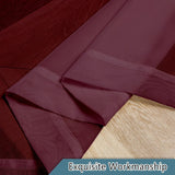 Pair of burgundy sheer voile rod pocket curtain panels 40x108 inches hanging on a window, LeCloud - view 5