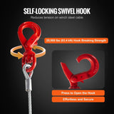 VEVOR galvanized steel winch cable 3/8 inch by 75 feet coiled with self-locking swivel hook and orange warning stripe - view 3