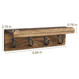 HRONRAD Farmhouse Key Holder Wall Mount Shelf with 4 Hooks – Rustic Wood – Open Box — view 2 of 7