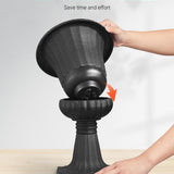 Two black PP plastic pedestal urn planters 9.8x16.5 inches displayed on a patio, VEVOR classic style flower pots - view 7