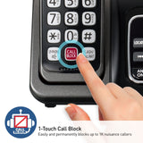 Panasonic KX-TGD832M metallic black cordless phone system with 2 handsets and charging base, featuring call block - view 3