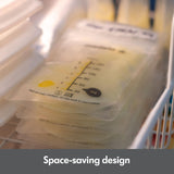 Medela 100-count 6oz breast milk storage bags in clear BPA-free packaging, self-standing with double-zipper seal - view 5