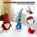 12-inch red and silver flip sequin Christmas gnome plush with white beard standing upright on weighted base - view 5