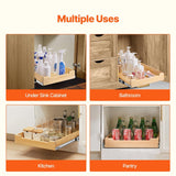 VEVOR birch wood pull-out cabinet drawer organizer 17x21 inch with soft-close metal tracks on white background - view 7