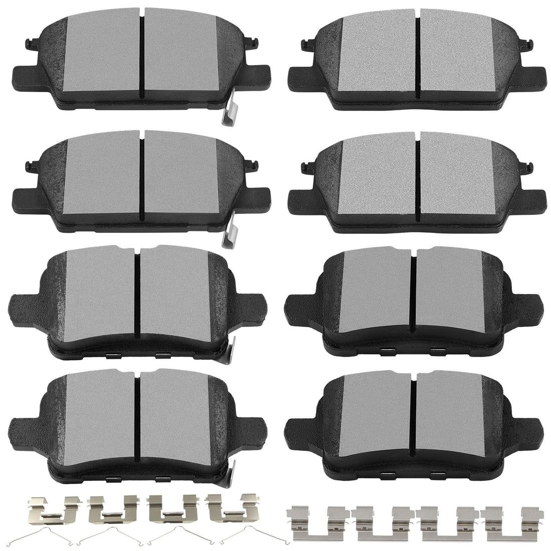 SCITOO 8-piece ceramic brake pad set D1913 D1915 front and rear with hardware for Equinox Malibu Terrain
