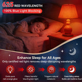Two Neporal A19 red LED light bulbs with E26 base emitting warm red-orange glow, 625nm blue light blocking sleep bulbs - view 4