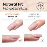 modelones Short Almond Press On Nails – 32pc Pink White Kit with Glue — view 5 of 8