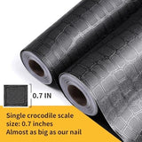 Roll of black crocodile-textured peel and stick vinyl wallpaper 15.7 by 118 inches with embossed grain finish - view 4