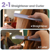 QUICO Ceramic Flat Iron & Curler – 4 Temp Settings, Dual Voltage, Lilac – Open Box — view 2 of 8