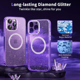 Anynve clear glitter purple MagSafe iPhone 14 Pro Max case with sparkle bling finish and raised camera lip - view 6