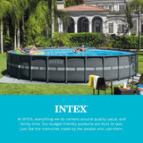Intex 28041E gray round pool cover with rope tie for 18ft Ultra XTR frame above ground pool - view 7