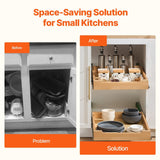 VEVOR birch wood pull-out cabinet drawer organizer 17x21 inch with soft-close metal tracks on white background - view 5