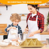 Brown food-grade silicone mold with 5 three-dimensional Christmas tree cavities for baking cakes muffins and ice cubes - view 2