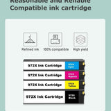KALOKING HP 972X compatible ink cartridge 4-pack showing black, cyan, magenta, and yellow cartridges for HP PageWide Pro - view 6