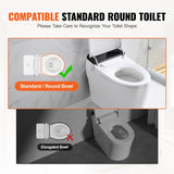 VEVOR blue-gray raised toilet seat with aluminum armrests and EVA foam padding elevated 3.5 inches on a round toilet - view 3