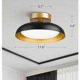 Kudos 12-inch flush mount LED ceiling light fixture with black metal frame and champagne gold interior accent - view 5
