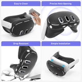 Kuject 3-in-1 accessories kit for Meta Quest 3 Slim showing head strap, silicone face cover, and protective shell case - view 4