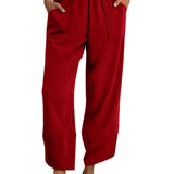 Feiersi High Rise Wide Leg Palazzo Pants – Light Red Harem Trousers — view 3 of 7