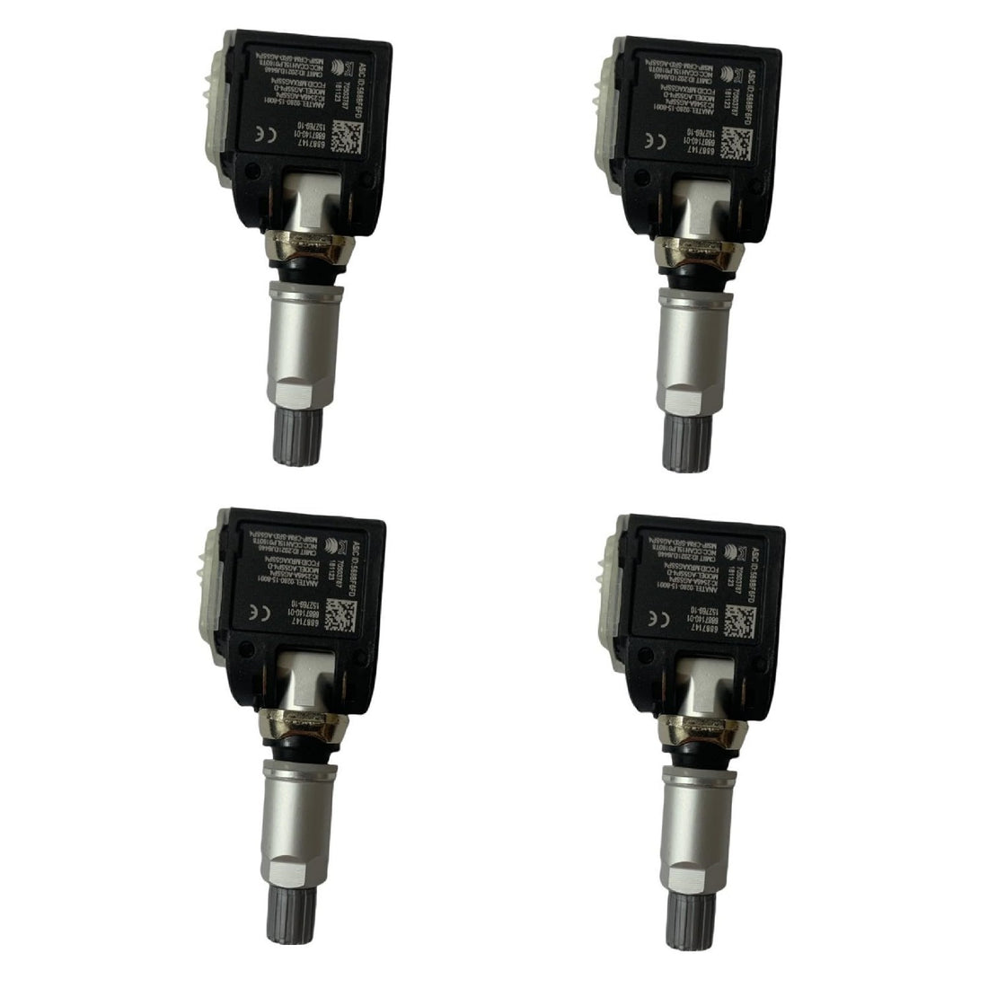 Set of four genuine BMW OEM TPMS tire pressure monitoring sensors part number 36106887147 new in packaging