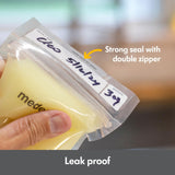Medela 100-count 6oz breast milk storage bags in clear BPA-free packaging, self-standing with double-zipper seal - view 3