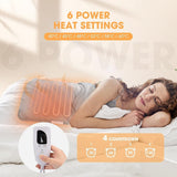 Beige flannel electric foot warmer heated slippers by INTEIF with dual-sided heating and control panel - view 2