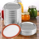 48 silver tinplate regular mouth canning lids with silicone seal rings for Ball and Kerr mason jars