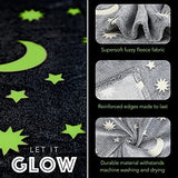 Grey fleece throw blanket with glow-in-the-dark stars and moons pattern, 50x60 inches, folded on white background - view 6