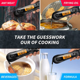NIUTA black digital instant read meat thermometer with foldable stainless steel probe and backlit LCD display - view 7