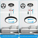 Four HOVENLA black 7-inch LED flush mount ceiling lights 18W 6500K shown individually and installed on ceiling - view 2