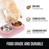 Gorilla Grip Dog Bowl Set with Pink Silicone Mat - 304 Stainless Steel 2 Cup — view 5 of 8