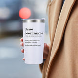 White 20oz Docik Chaos Coordinator insulated stainless steel tumbler with clear flip-top lid for women - view 5