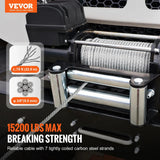 VEVOR galvanized steel winch cable 3/8 inch by 75 feet coiled with self-locking swivel hook and orange warning stripe - view 5