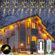 Goupfafa Christmas Icicle Lights 360 LED 18.57ft 72 Drops Remote 8 Modes Warm White