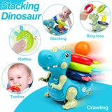 Popsunny multicolor dinosaur musical crawling toy with stackable rings, rattle, and teether for babies 6–12 months - view 7