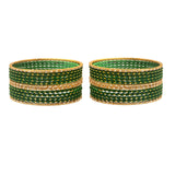 Jewar 24-Piece Dark Green Gold Indian Bollywood Bangle Bracelet Set — view 6 of 8