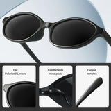 KUGUAOK retro oval cat eye sunglasses for women in black tortoise shell narrow Y2K frame with UV400 lenses - view 5