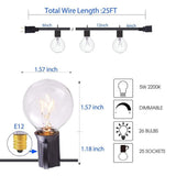 25-foot black cord outdoor G40 globe Edison bulb string lights hung on patio, warm white glow, waterproof - view 4