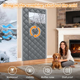 Gray magnetic thermal insulated door curtain 32x82 inches with transparent window panel hanging over a doorway - view 3