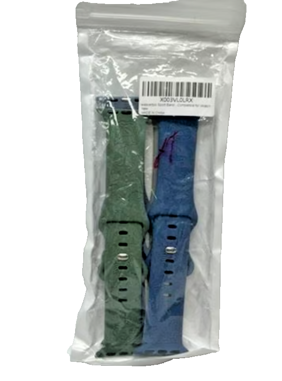 Four silicone sport watch bands in dark blue, light blue, army green, and sage green for 38mm 40mm 41mm watch cases