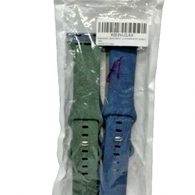 Four silicone sport watch bands in dark blue, light blue, army green, and sage green for 38mm 40mm 41mm watch cases