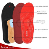3ANGNI red cork full-length orthotic arch support insoles for flat feet and plantar fasciitis, men size 9-9.5 - view 2