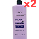 Two 33.8oz Dead Sea Collection Keratin Hydrating Shampoo pump bottles with rose scent, salon professional formula