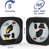 Black JODUY toilet-shaped 5-minute sand timer novelty gag gift standing upright on white background - view 4