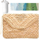KUKEANVO Khaki Straw Envelope Clutch Purse – Women's Summer Beach Bag