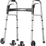 HOLYHEAL Folding Senior Walker with Ski Glides & 5" Wheels – 350lb Capacity — view 1 of 7